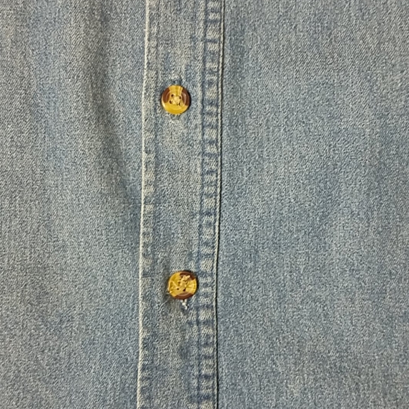 Pacific scene blue denim button front short sleeve - Picture 3 of 8